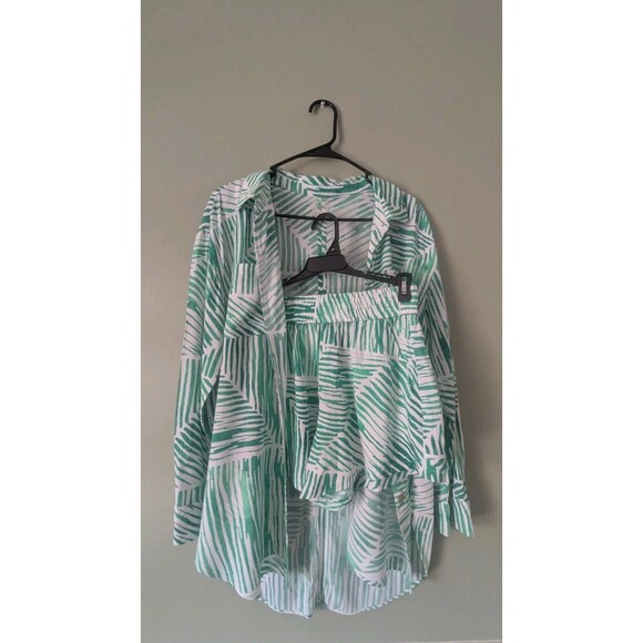 Calia 2-Piece Resort Swim Cover Up Sm Long Sleeve Oversized Top + XS Shorts Set - Picture 5 of 8